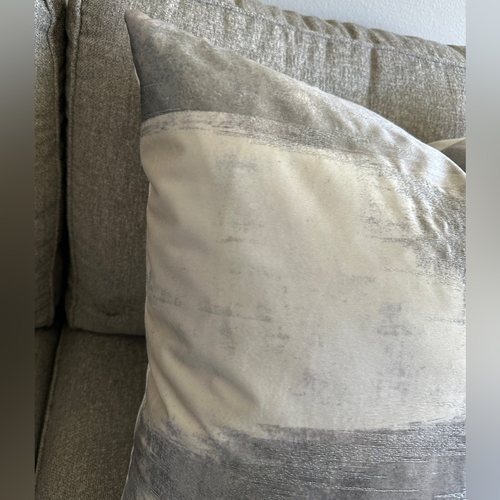 Z Gallerie Modern Silver, black, ivory 24”x24”pillow cover set of 2. - Picture 7 of 11